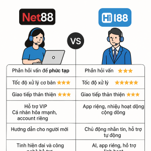 So sánh Net88 và Hi88 về dịch vụ chăm sóc khách hàng